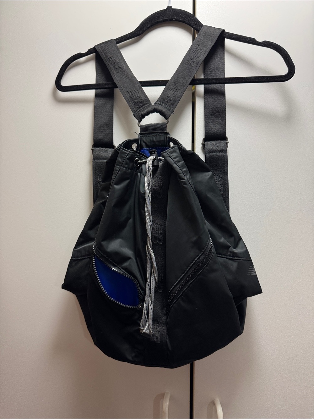 New Balance Black and Blue Drawstring Backpack
